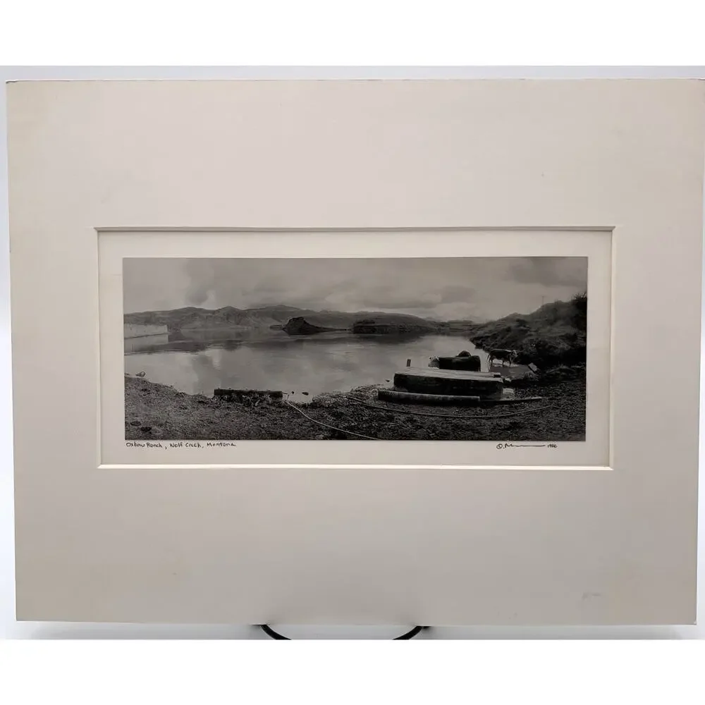 Oxbow Ranch Wolf Creek Montana B&W Photo 1986 Signed Western Holter Lake VTG